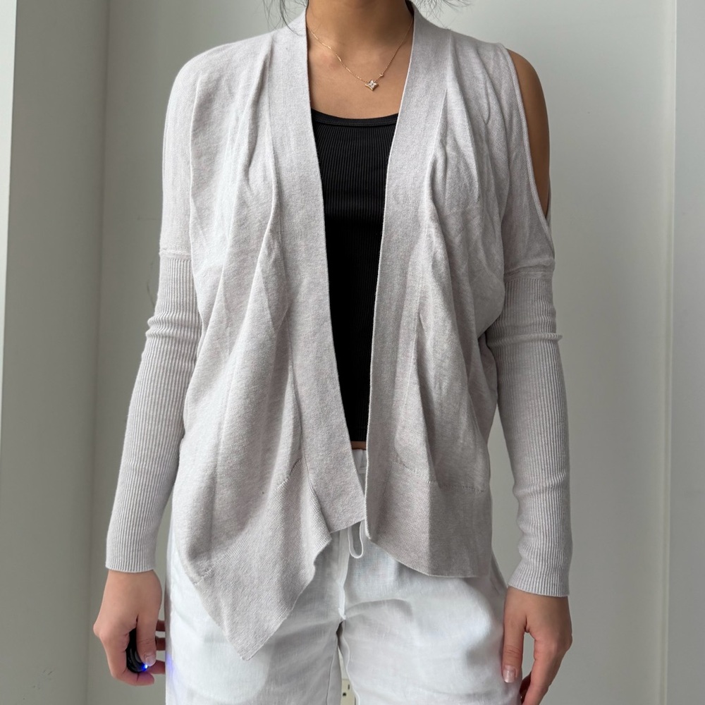 All Saints Grey Cold-Shoulder Cardigan - X-Small